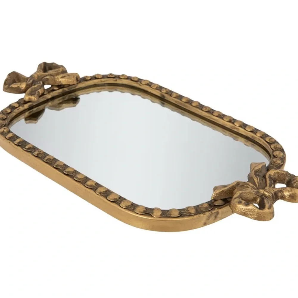 🎀🆕Mirrored And Gold Metal Bow Vanity Tray🎀